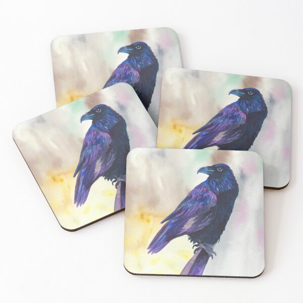 Aperçu de l'œuvre Corbeau aquarelle 'Nevermore' créée et vendue par AnneVGArt.
