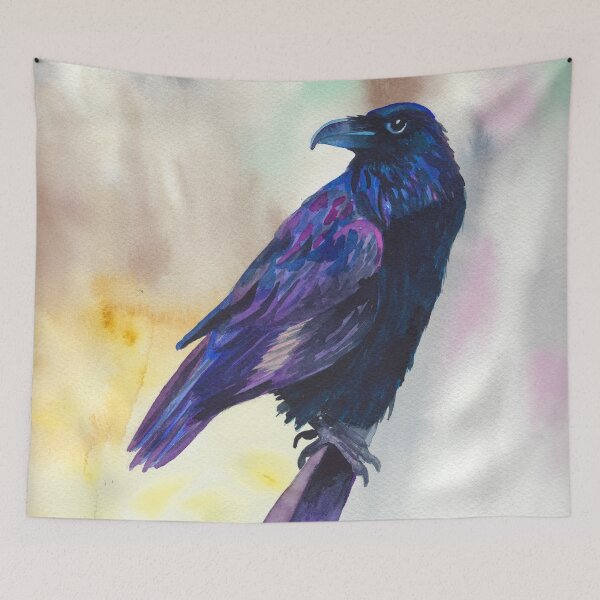Item preview, 'Nevermore' cuervo acuarela designed and sold by AnneVGArt.
