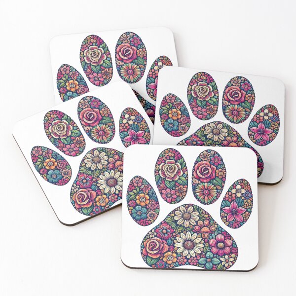 Item preview, Floral Paw Print Cat Doodle designed and sold by JediKittenWars.