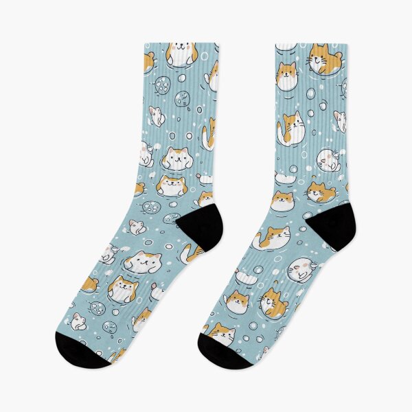 Item preview, Cute orange and white cats floating among bubbles on a light blue background. designed and sold by ColorfulStyle.