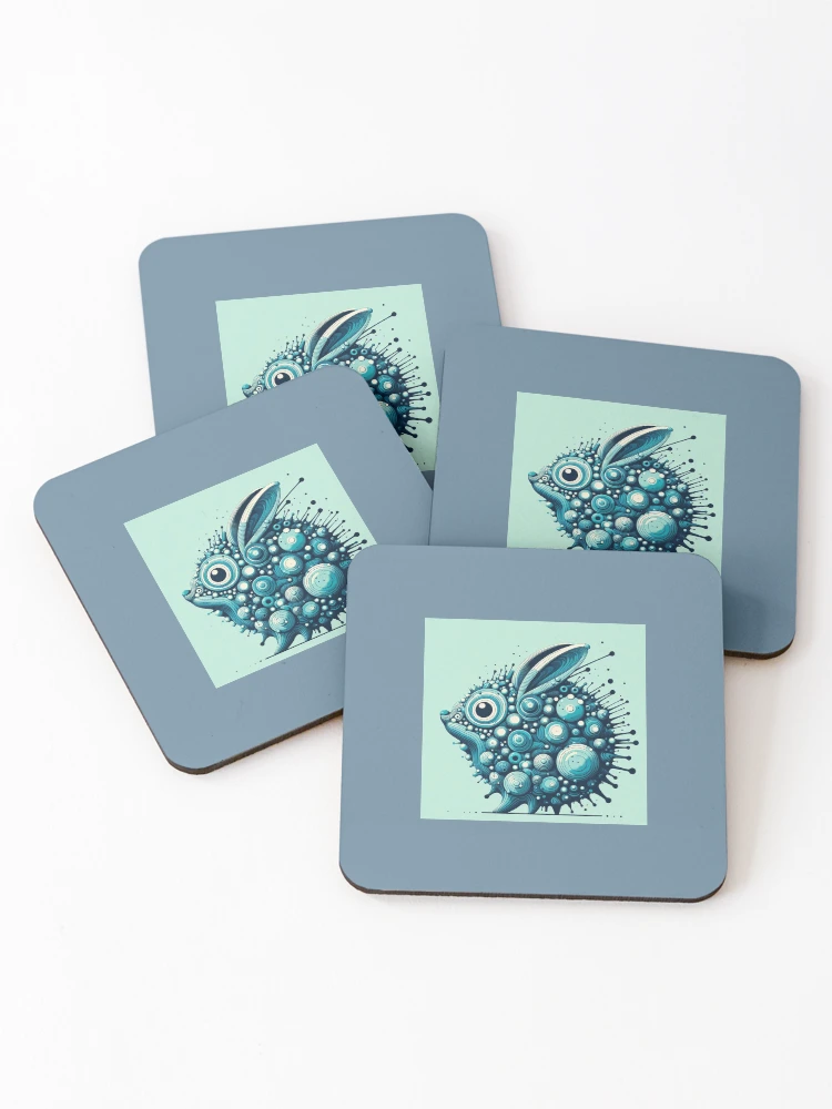 Thumbnail 1 of 5, Coasters (Set of 4), Friendly Space Alien Rabbit designed and sold by Comicalcreation.