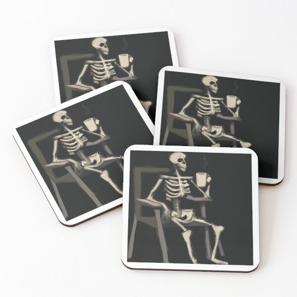 Item preview, SKELETON DRINKING COFFEE II designed and sold by SpongyDesings.