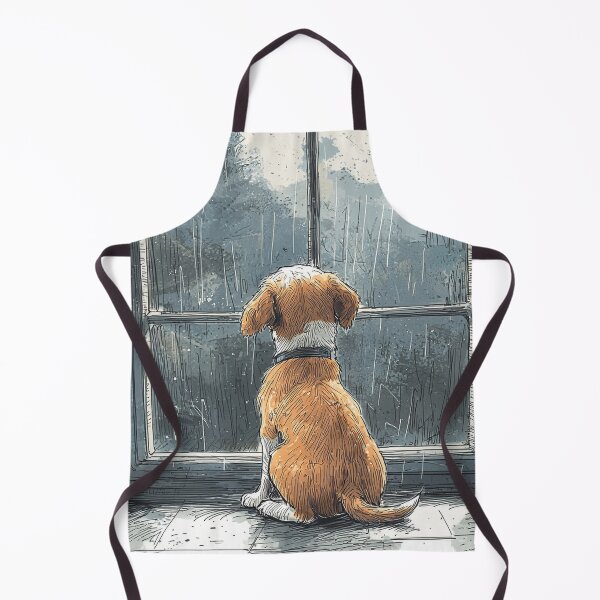 Item preview, Rainy Day Puppy by the Window - Intricate Pen Illustration designed and sold by PaintbrushPlace.