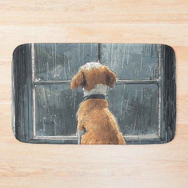 Item preview, Rainy Day Puppy by the Window - Intricate Pen Illustration designed and sold by PaintbrushPlace.