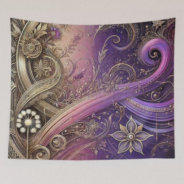 Item preview, Purple and Gold - Enchantment with Ornaments and Flowers designed and sold by LegademaArt.