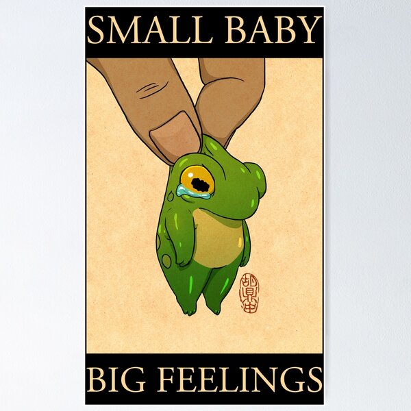 Item preview, small baby big feelings cute frog artwork asian japanese chinese style drawing transparent bg designed and sold by DingHuArt.