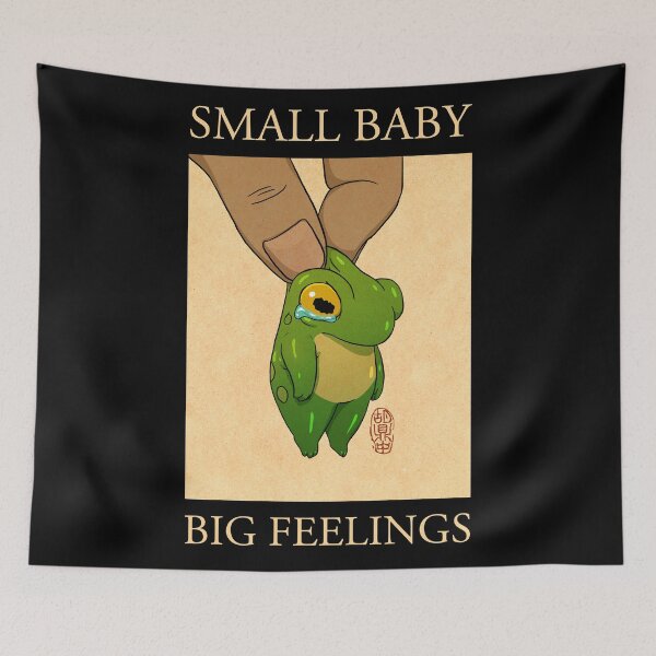 Item preview, small baby big feelings cute frog artwork asian japanese chinese style drawing transparent bg designed and sold by DingHuArt.