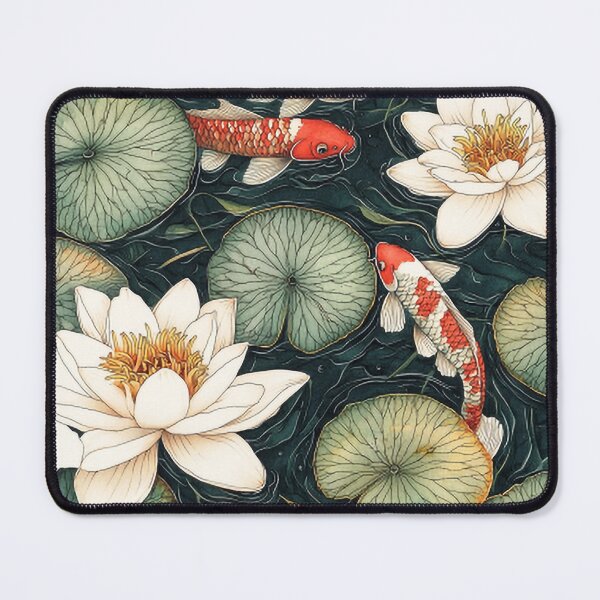 Item preview, Intricate Pen Illustration of Water Lilies on a Serene Pond designed and sold by PaintbrushPlace.
