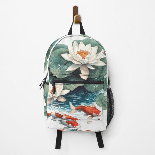 Item preview, Serene Pen Illustration of Water Lilies and Koi Fish designed and sold by PaintbrushPlace.