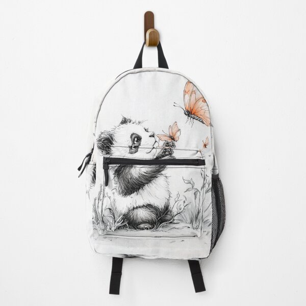Item preview, Intricate Pen Illustration of Fluffy Panda Playing with Butterfly designed and sold by PaintbrushPlace.