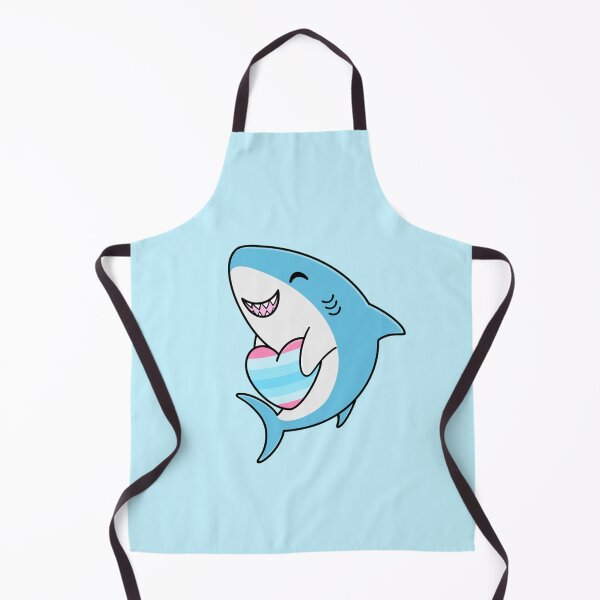 Item preview, Cute Happy Blahaj Blue Shark Holding a Transmasculine Flag Heart designed and sold by AroAxel.