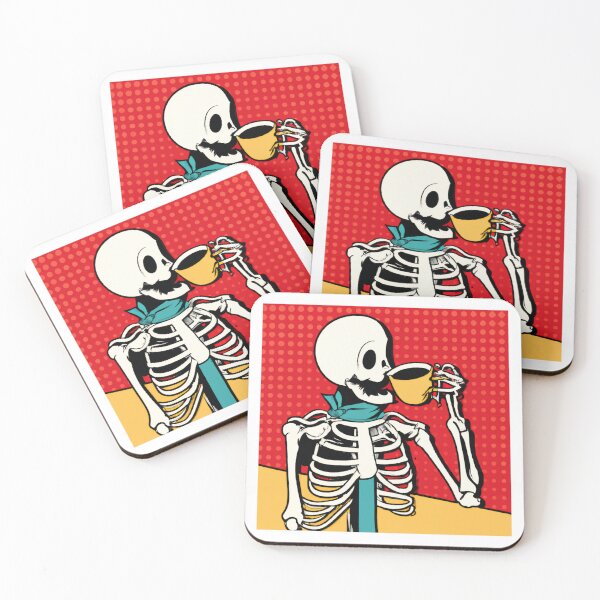 Item preview, SKELETON DRINKING COFFEE III designed and sold by SpongyDesings.