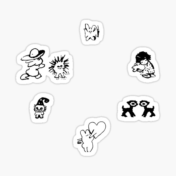 Artikel-Vorschau von Charm Vintage Kreatur Zeichnung Icons Kreis Aufkleber Pack, designt und verkauft von aestheticqueen.