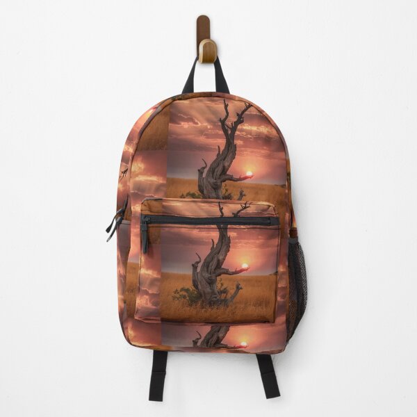Item preview, weathered tree with gnarled branches standing in a field of golden grasses, with the backdrop designed and sold by macadolie.
