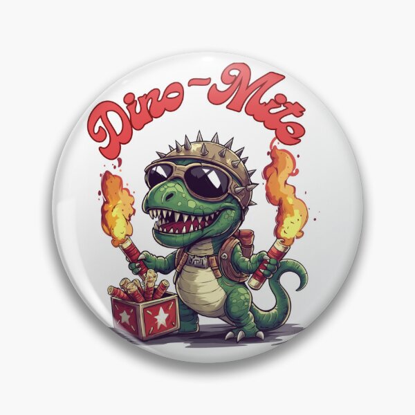 Item preview, Adorable Dino in Spiked Helmet Holding Dynamite – Kawaii Explosion! designed and sold by R31bN.