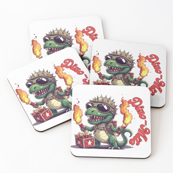 Item preview, Adorable Dino in Spiked Helmet Holding Dynamite – Kawaii Explosion! designed and sold by R31bN.