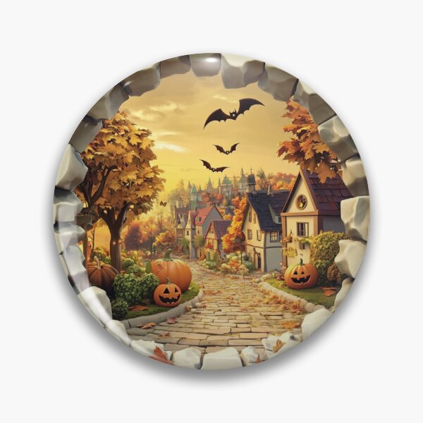 Item preview, Halloween Village Autumn Scenery 3D Hole in Wall  designed and sold by Lisa Pearlman.