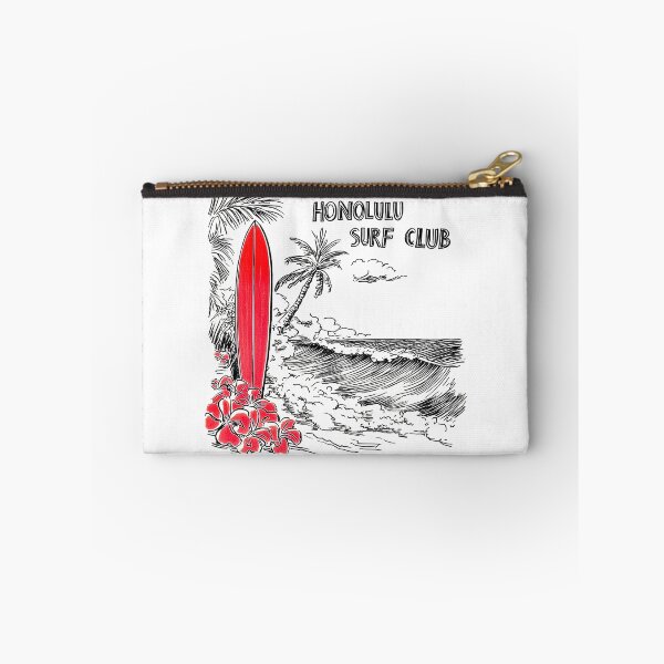 Item preview, Honolulu Surf Club - Sketch Drawing Beach Art with Palm Trees, Red Longboard, and Flowers designed and sold by YardWest.