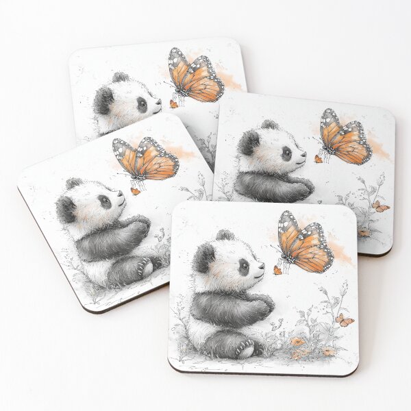 Item preview, Whimsical Illustration of Panda and Butterfly in Garden designed and sold by PaintbrushPlace.