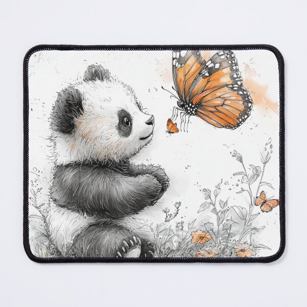 Item preview, Whimsical Illustration of Panda and Butterfly in Garden designed and sold by PaintbrushPlace.