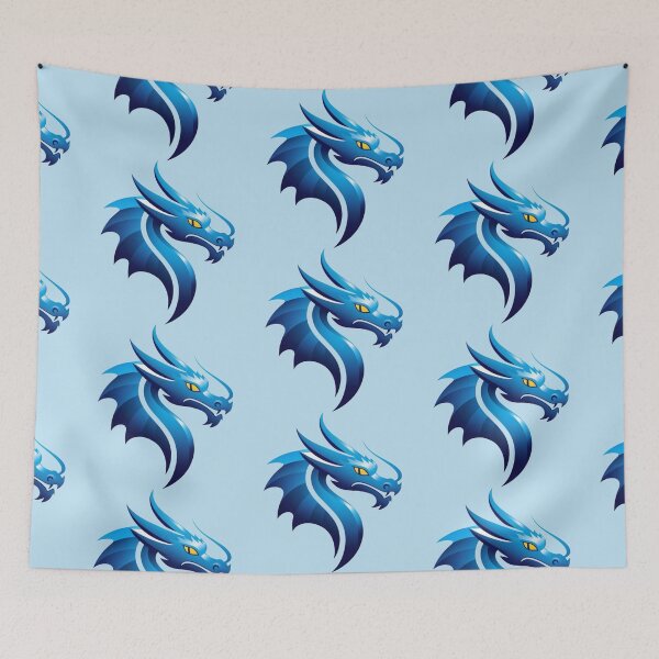 Item preview, A blue dragon with yellow eyes is the main focus of the image designed and sold by PWDigitalArt.