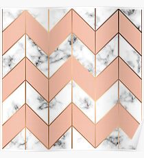 LUXE ROSE GOLD VECTOR ON BLACK AND WHITE MARBLE Poster