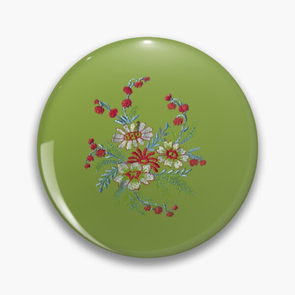 Item preview, Ever Seen Red and White Flowers Embroidery Stitching Green and Blue Design designed and sold by aestheticqueen.