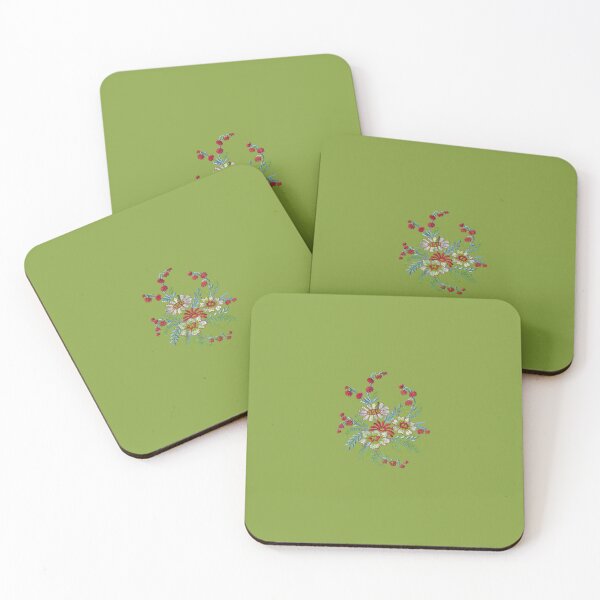 Item preview, Ever Seen Red and White Flowers Embroidery Stitching Green and Blue Design designed and sold by aestheticqueen.