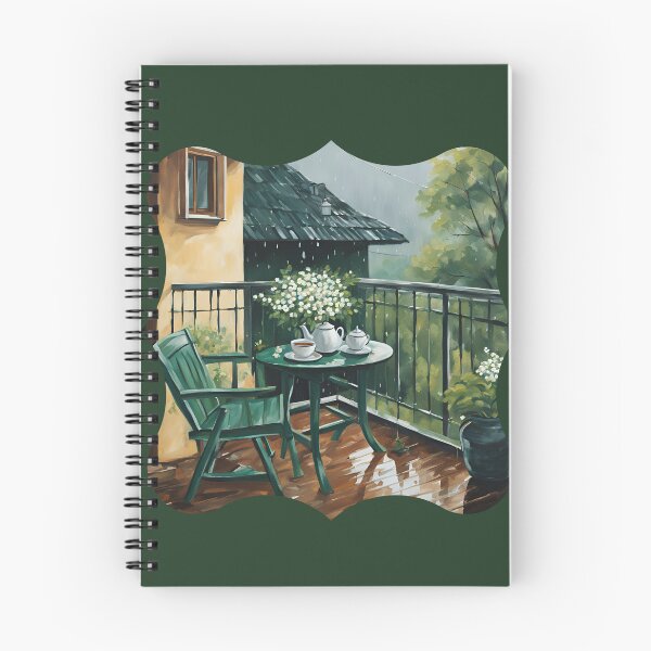 Item preview, Peace of Green: Tea Time on a Wooden Balcony designed and sold by Diclebaybas.