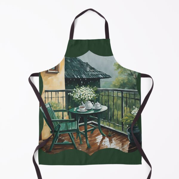Item preview, Peace of Green: Tea Time on a Wooden Balcony designed and sold by Diclebaybas.