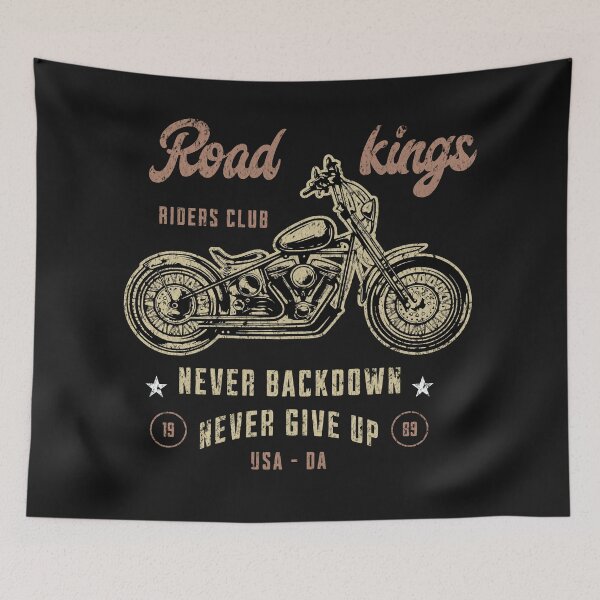 Item preview, Road king Road Kings Riders Club T-Shirt, Never Back Down, Never Give Up Graphic Tee, Motorcycle Enthusiast Apparel, Vintage Style Biker Tee for Men designed and sold by Bert Englefield.