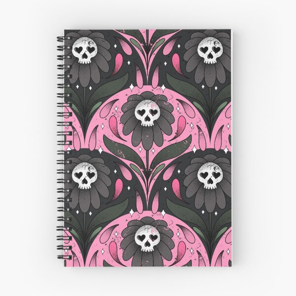 Item preview, Skull Flower Pink Green on Dark Grey Pink designed and sold by Guided by Light Art.