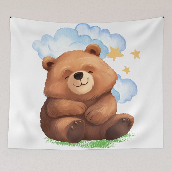 Item preview, sleeping bear and cloud designed and sold by funwithstickers.