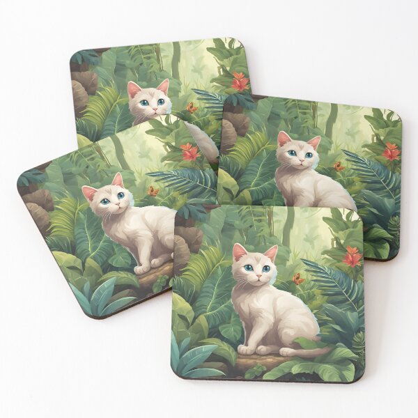 Item preview, White cat inside the jungle designed and sold by CreatiCat.