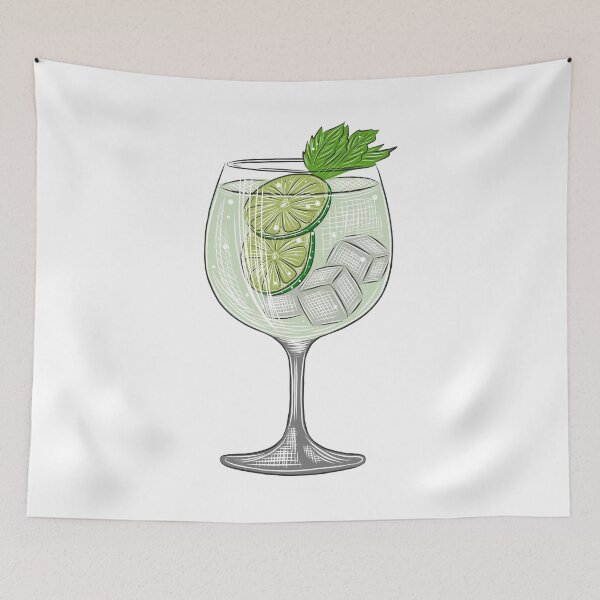 Item preview, Gin Tonic Cocktail with Lime and Ice Cubes designed and sold by Elladiing.