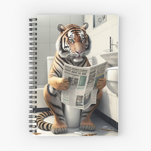 Item preview, Tiger Sitting on the Toilet Reading a Newspaper designed and sold by CheekyAnimalz.