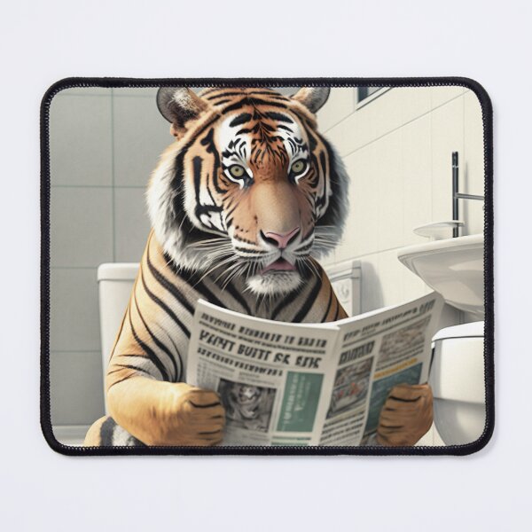Item preview, Tiger Sitting on the Toilet Reading a Newspaper designed and sold by CheekyAnimalz.