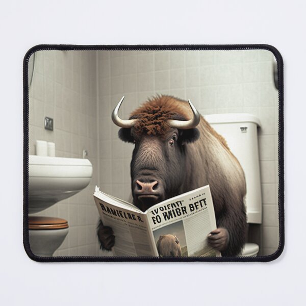 Item preview, Bison Sitting on the Toilet Reading a Newspaper designed and sold by CheekyAnimalz.