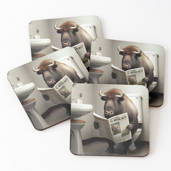 Item preview, Bison Sitting on the Toilet Reading a Newspaper designed and sold by CheekyAnimalz.