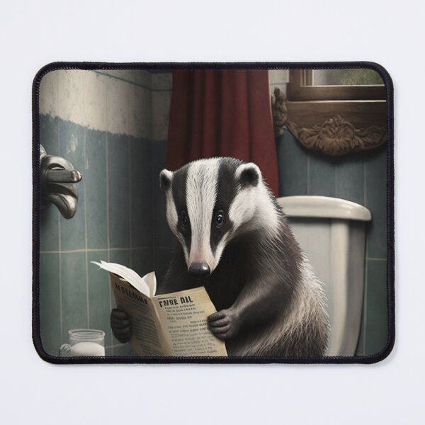 Item preview, Badger Sitting on the Toilet Reading a Newspaper designed and sold by CheekyAnimalz.