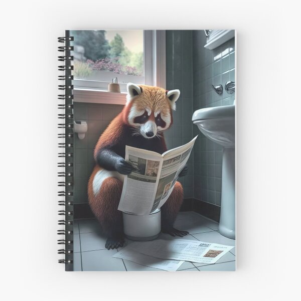 Item preview, Red Panda Sitting on the Toilet Reading a Newspaper designed and sold by CheekyAnimalz.