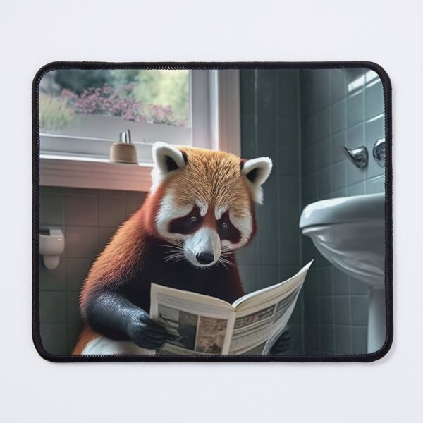 Item preview, Red Panda Sitting on the Toilet Reading a Newspaper designed and sold by CheekyAnimalz.