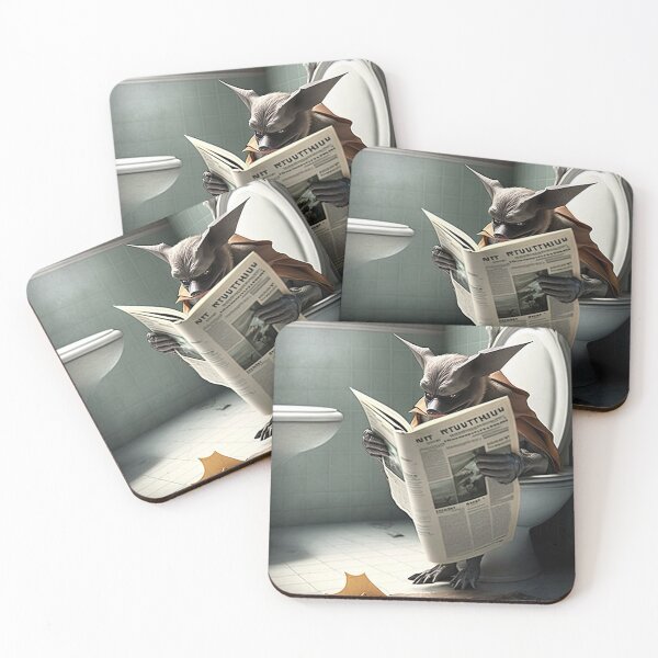 Item preview, Bat Sitting on the Toilet Reading a Newspaper designed and sold by CheekyAnimalz.