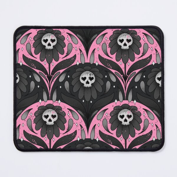 Item preview, Skull Flower greys on Dark Grey Pink designed and sold by Guided by Light Art.