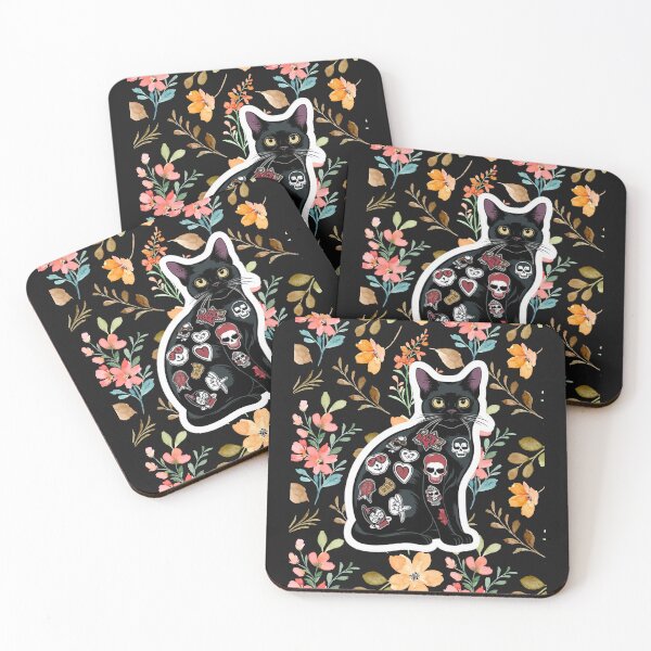 Item preview, Aesthetic Cat Black Cat with Tattoos designed and sold by MarcelooArt.