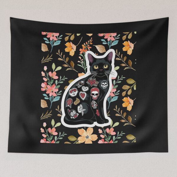 Item preview, Aesthetic Cat Black Cat with Tattoos designed and sold by MarcelooArt.