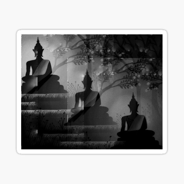 Item preview, Buddha painting black and white designed and sold by MyArtYourProducts.