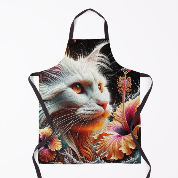 Item preview, Celestial Lunar Cat with Vibrant Hibiscus Flower 4K Wallpaper designed and sold by Keirnyx.