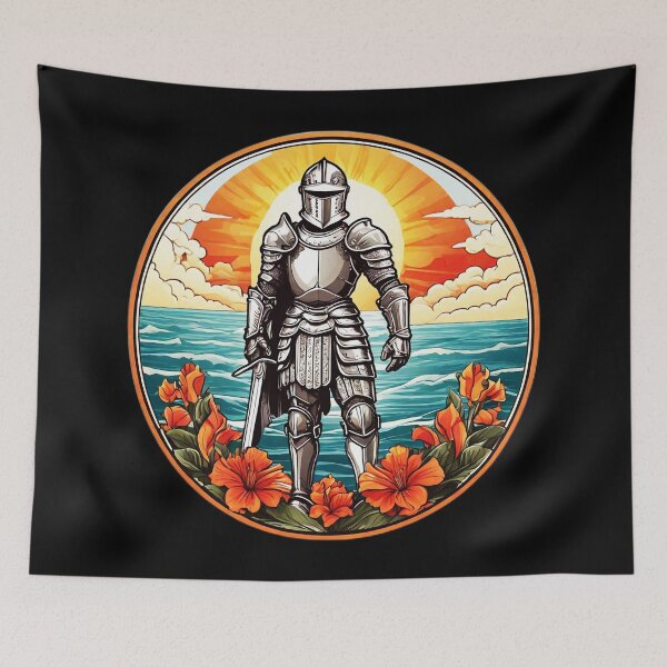 Item preview, Summertime Medieval Knight in Armor By The Ocean with Orchids and Waves designed and sold by NautiChic.