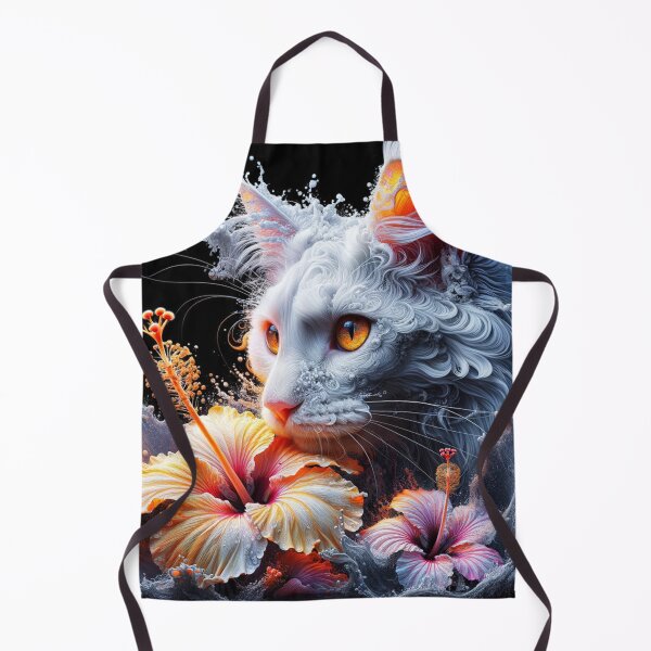 Item preview, Pure Celestial Lunar Cat with Vibrant Hibiscus Flower 4K Wallpaper designed and sold by Keirnyx.